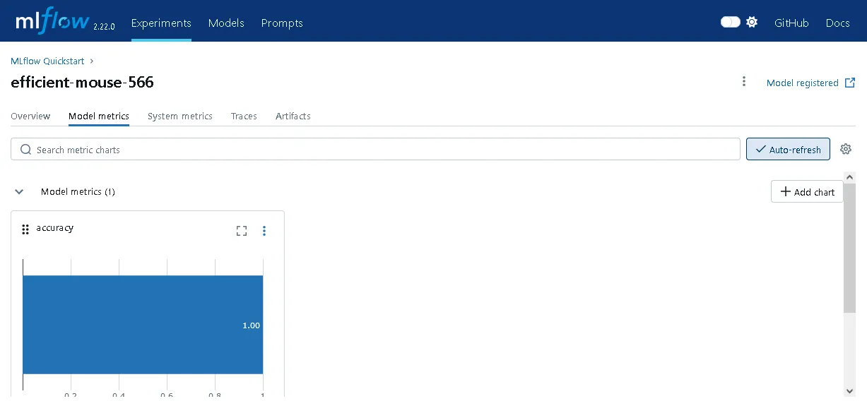 Quickstart UI for run